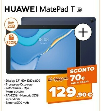 Expert Matepad t 10 32 gb 24,6 cm (9.7") hisilicon kirin 2 gb wi-fi 5 (802.11ac) emui 10.1 blu offerta