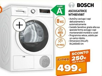 Expert Serie 4 wth85v08it asciugatrice libera installazione caricamento frontale bianco 8 kg a++ offerta