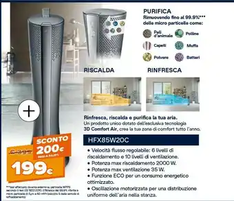 Delonghi hfx85w20c purificatore 49 db 2000 w grafite