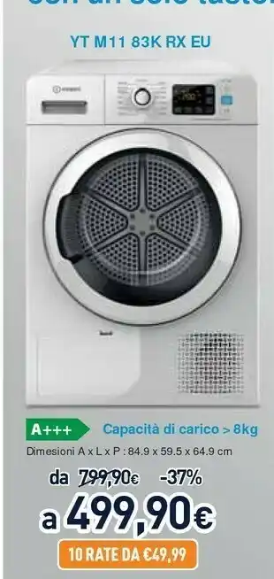 Unieuro Yt m11 83k rx eu libera installazione caricamento frontale bianco 8 kg a+++ offerta