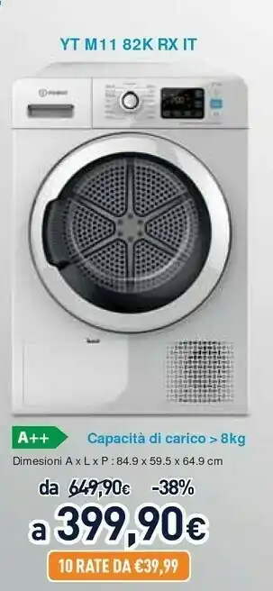 Unieuro Yt m11 82k rx it libera installazione caricamento frontale bianco 8 kg a++ offerta