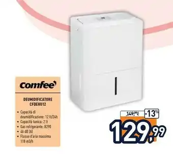 Cf-dehu-12 deumidificatore 2 l 45,5 db bianco 250 w