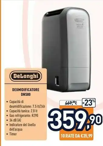 Unieuro Delonghi dns80 2,8 l 34 db nero, grigio offerta