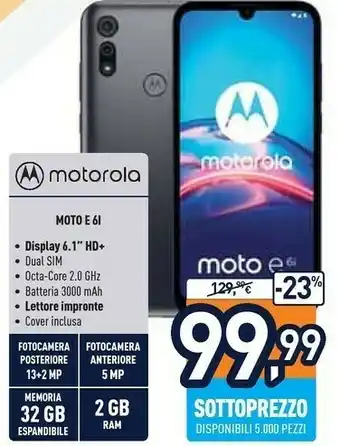 Unieuro Moto e6i 15,5 cm (6.1") 4g micro-usb 2 gb 32 gb 3000 mah grigio offerta