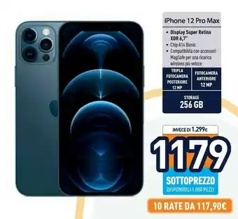 Unieuro Iphone 12 pro max 256gb - grafite offerta