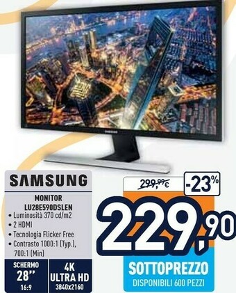 Unieuro Monitor lu28e590dslen offerta