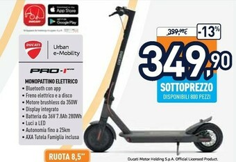 Unieuro Ducati monopattino elettrico offerta