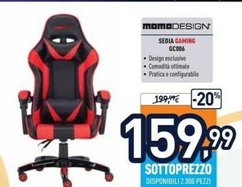 Unieuro Md-gc006-kr sedia per videogioco sedia da gaming per pc seduta imbottita nero, rosso offerta