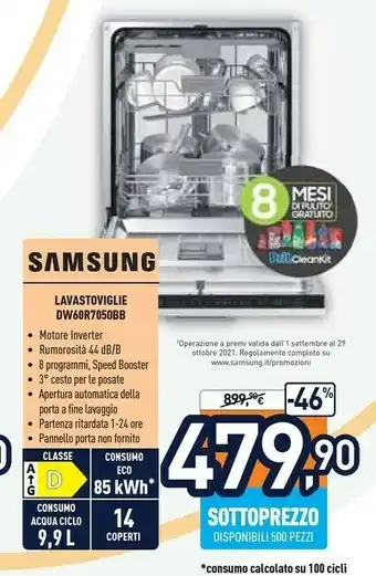 Unieuro Dw60r7050bb lavastoviglie a scomparsa totale 14 coperti offerta