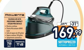 Unieuro Dg7623 2200 w 1,1 l piastra microsteam 400 nero, blu offerta