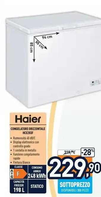Unieuro Hce203f congelatore a pozzo 198 l libera installazione f offerta