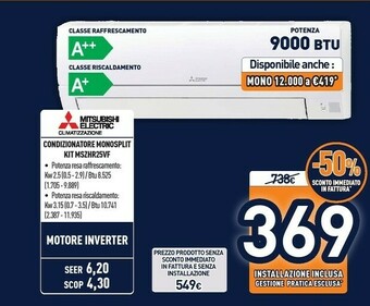 Unieuro Mitsubishi electric msz-hr25vf condizionatore fisso condizionatore unità interna bianco offerta
