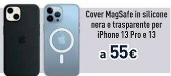 Unieuro Cover magsafe in silicone nera e trasparente per iphone 13 pro e 13 offerta
