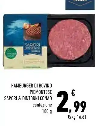 Conad City Hamburger di bovino piemontese sapori&dintorni offerta