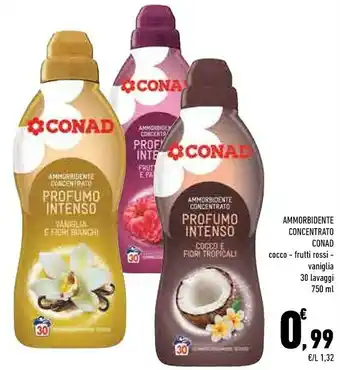 Conad City Conad ammorbidente concentrato cocco/ frutti rossi/ vaniglia 30 lavaggi 750 ml offerta