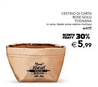 Esselunga Tognana cestino di carta rose gold offerta