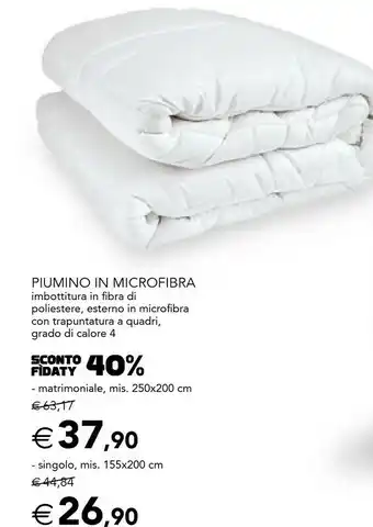 Piumino in microfibra matrimoniale 250x200 cm