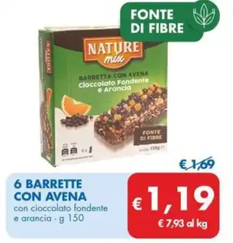 MD Discount 6 BARRETTE CON AVENA con cioccolato fondente e arancia - g 150 offerta