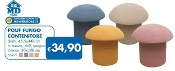 MD Discount POUF FUNGO CONTENITORE diam. 45,5x44h cm offerta