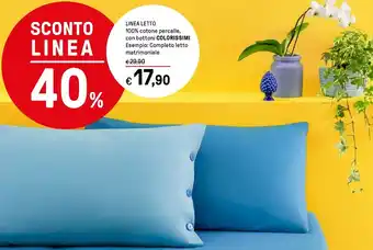 Iper La Grande LINEA LETTO 100% cotone percalle, con bottoni COLORISSIMI offerta