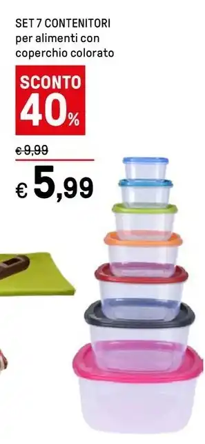 Iper La Grande SET 7 CONTENITORI per alimenti con coperchio colorato offerta