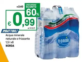 Iper La Grande Acqua minerale naturale o frizzante NORDA offerta
