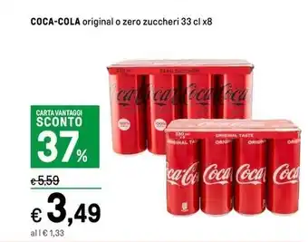 Iper La Grande COCA-COLA original o zero zuccheri 33 cl x8 offerta