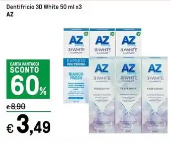 Iper La Grande Dentifricio 3D White 50 ml x3 AZ offerta