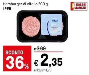 Iper La Grande Hamburger di vitello 200 g IPER offerta