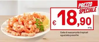 Iper La Grande Code di mazzancolle tropicali sgusciate precotte offerta