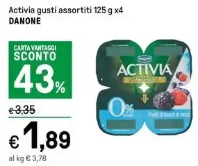 Iper La Grande Activia gusti assortiti 125 g x4 DANONE offerta