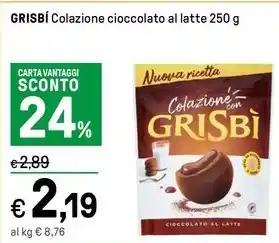 Iper La Grande GRISBI Colazione cioccolato al latte 250 g offerta