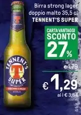 Iper La Grande Birra strong lager doppio malto 35,5 cl TENNENT'S SUPER offerta