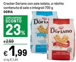 Iper La Grande Cracker Doriano con sale iodato, a ridotto contenuto di sale o integrali 700 g DORIA offerta