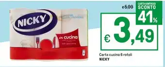Iper La Grande Carta cucina 6 rotoli NICKY offerta