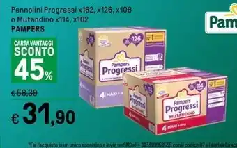 Iper La Grande Pannolini Progressi x162, x126, x108 o Mutandino x114, x102 PAMPERS offerta