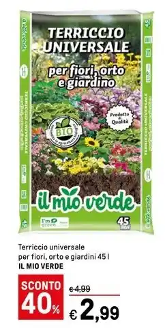 Iper La Grande Terriccio universale per fiori, orto e giardini 45 l IL MIO VERDE offerta