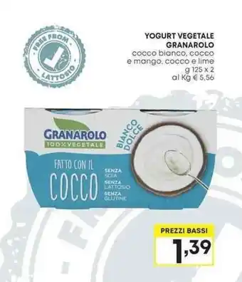 Pam YOGURT VEGETALE GRANAROLO g 125 x 2 offerta