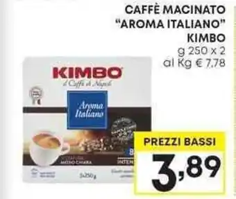 Pam CAFFÈ MACINATO "AROMA ITALIANO" KIMBO g 250 x 2 offerta