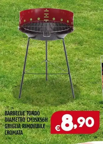 BARBECUE TONDO DIAMETRO CM35X56H GRIGLIA RIMOVIBILE CROMATA