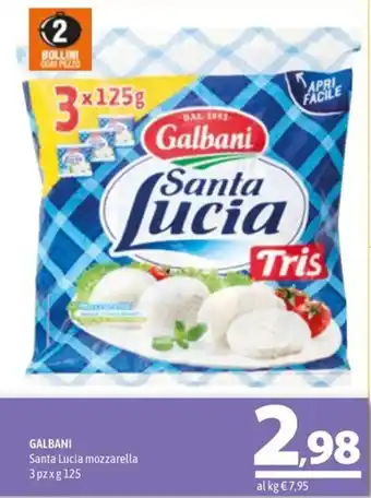 A&O GALBANI Santa Lucia mozzarella 3 pz x g 125 offerta