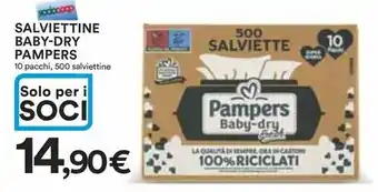 Ipercoop SALVIETTINE BABY-DRY PAMPERS 10 pacchi, 500 salviettine offerta