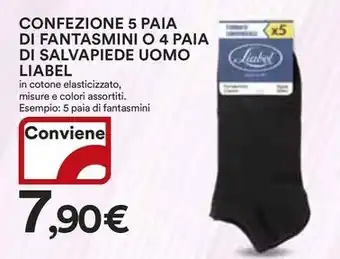 Ipercoop CONFEZIONE 5 PAIA DI FANTASMINI O 4 PAIA DI SALVAPIEDE UOMO LIABEL offerta