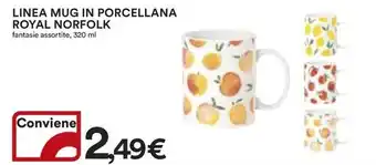 Ipercoop LINEA MUG IN PORCELLANA ROYAL NORFOLK fantasie assortite, 320 ml offerta