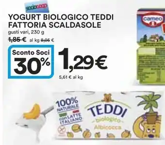 Ipercoop YOGURT BIOLOGICO TEDDI FATTORIA SCALDASOLE gusti vari, 230 g offerta