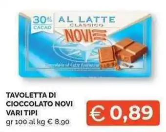 Mercatò Local TAVOLETTA DI CIOCCOLATO NOVI VARI TIPI gr 100 offerta