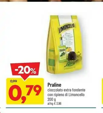 DPiù Praline cioccolato extra fondente con ripieno di limoncello offerta