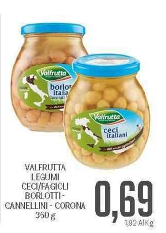 Supermercati Piccolo Valfrutta Legumi Ceci/Fagioli Borlotti - Cannellini - Corona 360 g offerta