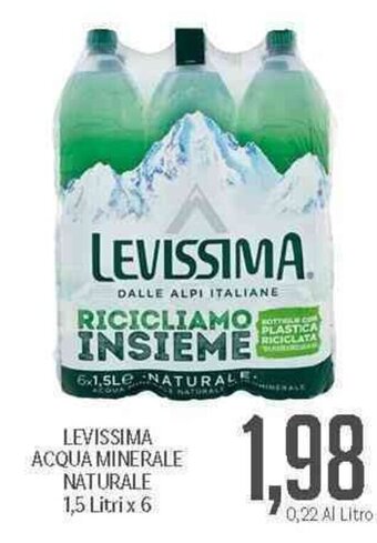 Supermercati Piccolo Levissima Acqua Minerale Naturale 1,5 litri x 6 offerta