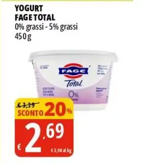 Tigros YOGURT FAGE TOTAL 0% grassi - 5% grassi offerta